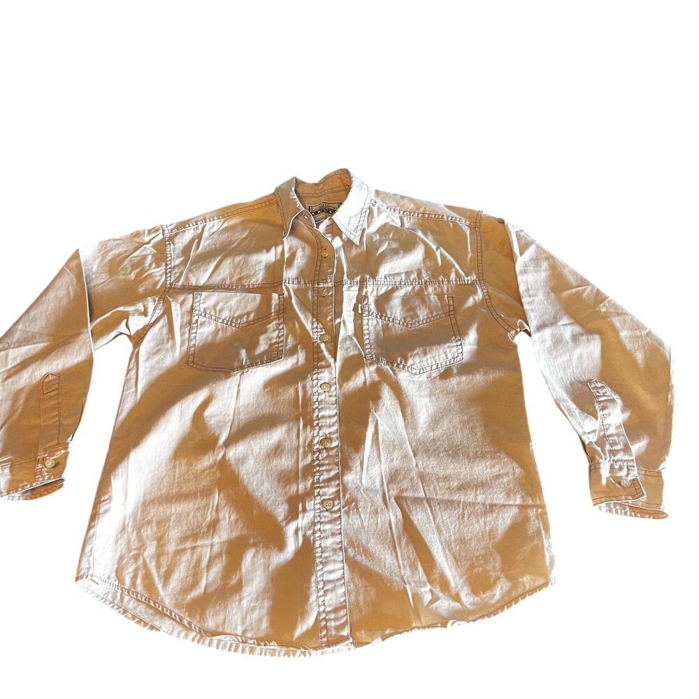 LEVIS Vintage beige Button Down Long Sleeve Shirt Sz M Casual Western 90's